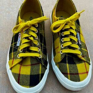 Superga Tartan Yellow Black Plaid Sneakers Womens Size 8.5 Mens 7